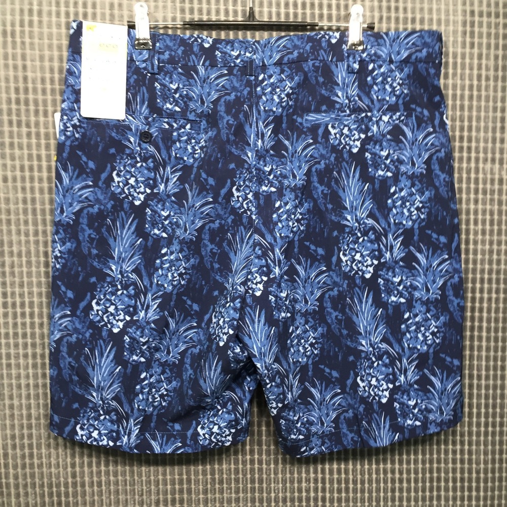 Nicklaus Mens Blue Pineapple Print Golf Shorts Size 36 Eco Performance Stretch - Picture 2 of 13